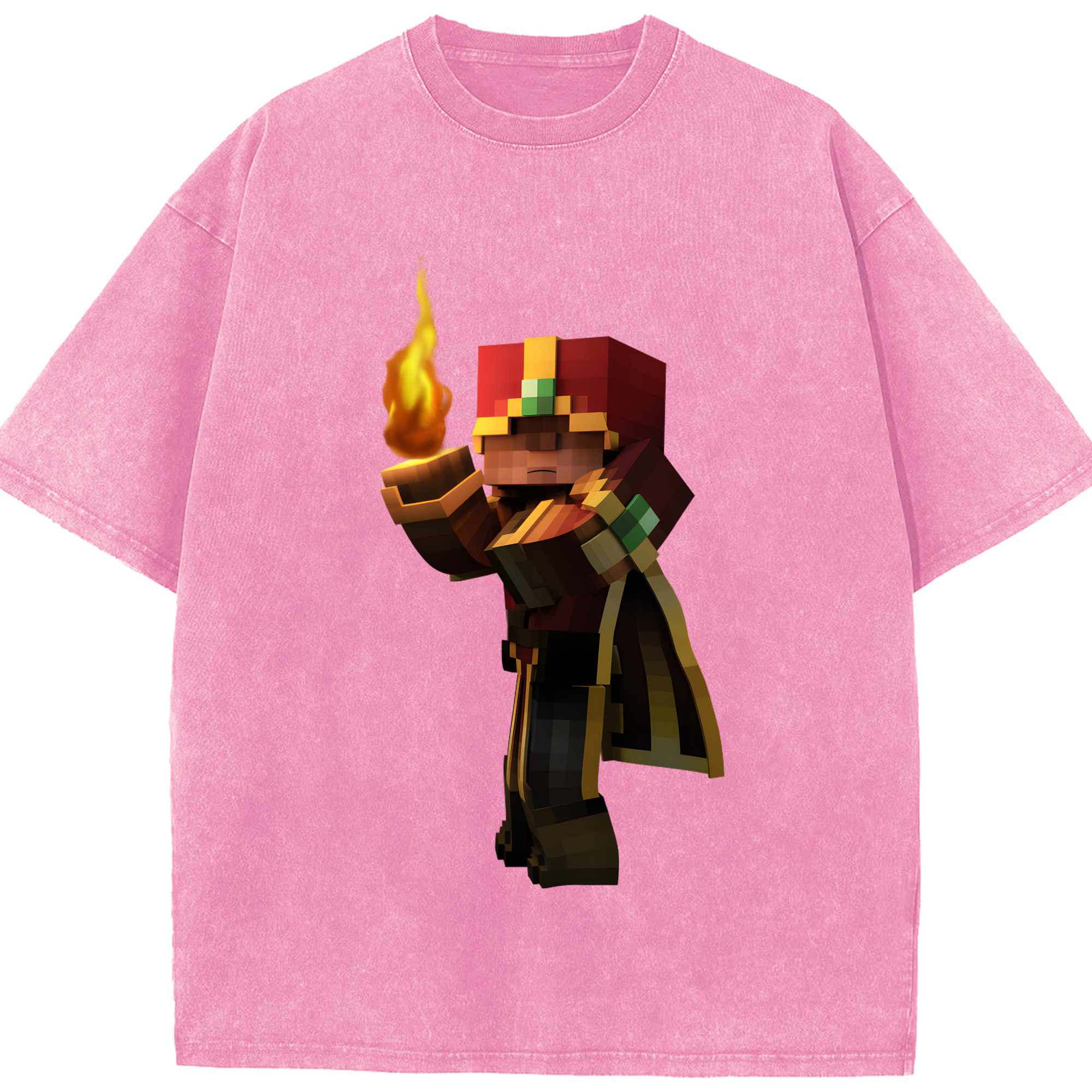 （画像用） マインクラフト ブロックの世界 Minecraft MC Block world 綿100% ヴィンテージ風 半袖Tシャツ（フロントプリント）